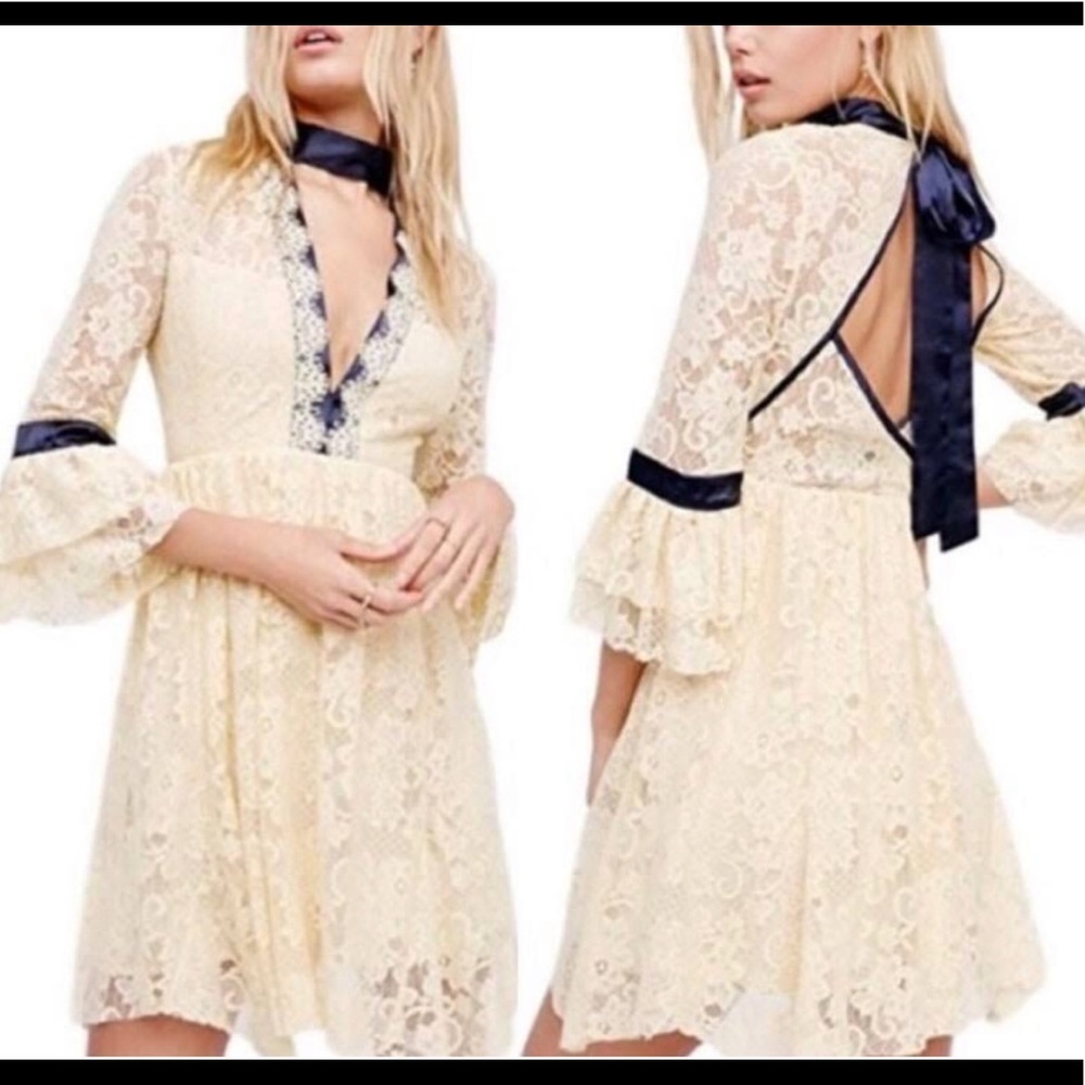 Free People Ivory and Navy dress.